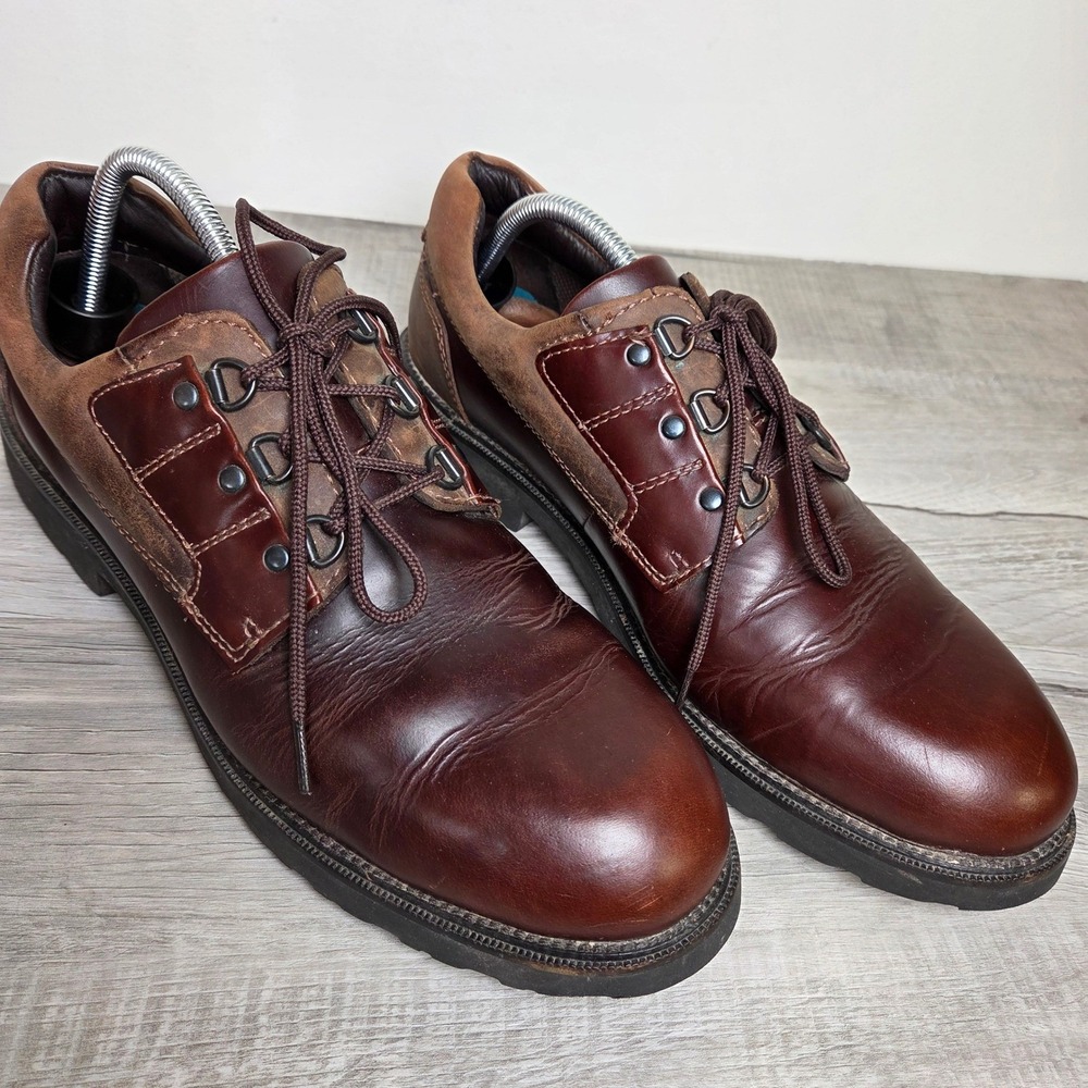 Johnston & Murphy Mens Brown Leather Vibram Sole Oxfords Shoes 20-7902 Size 11 M